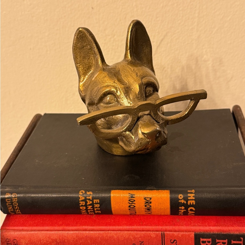 Brass Dog Head with Glasses